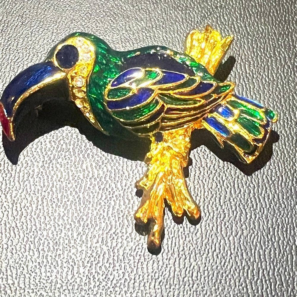 Vintage Colorful Bird Crystal Brooch